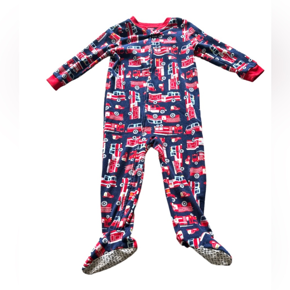 Carter’s 3T Boys Fire Truck Fleece Full Zip Footie Sleeper